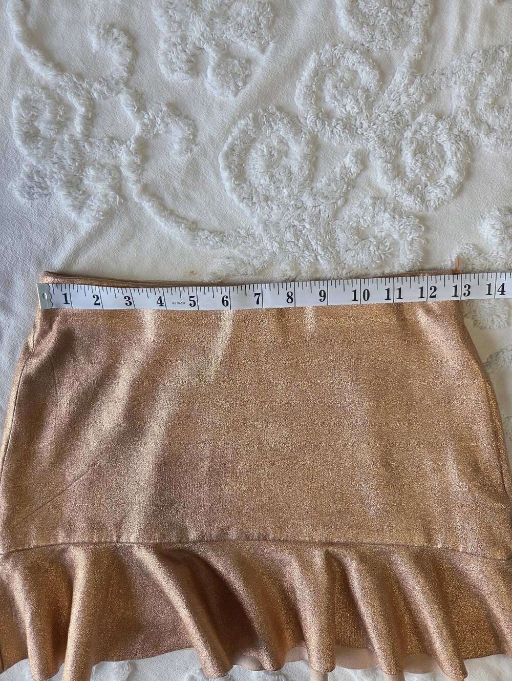 Zara Trafaluc Metallic Rose Gold Peplum Mini Skirt XS NWOT - Picture 14 of 16